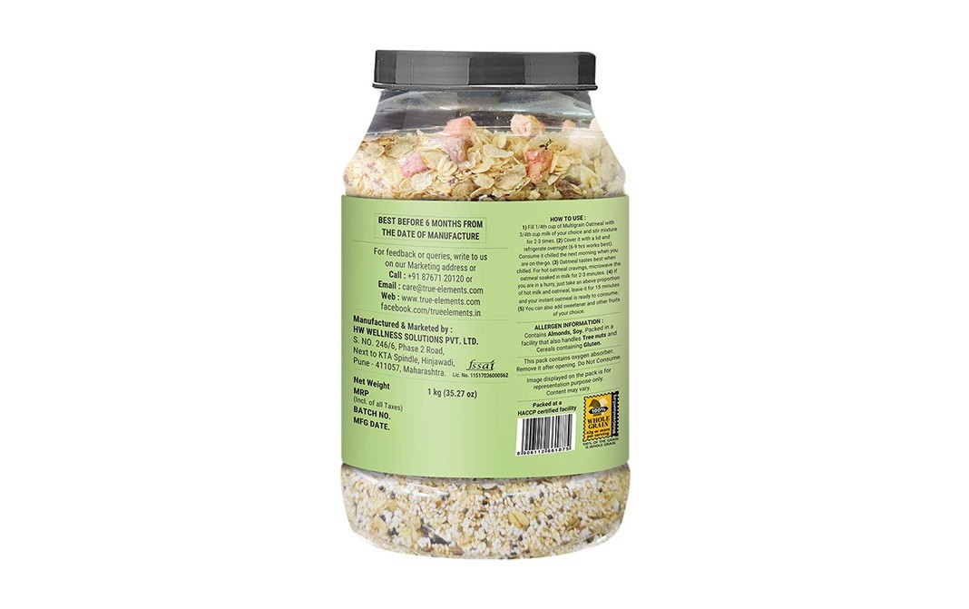 True Elements Multigrain Oatmeal with Rolled Oats, Jowar, Amaranth, Barley   Plastic Jar  1 kilogram